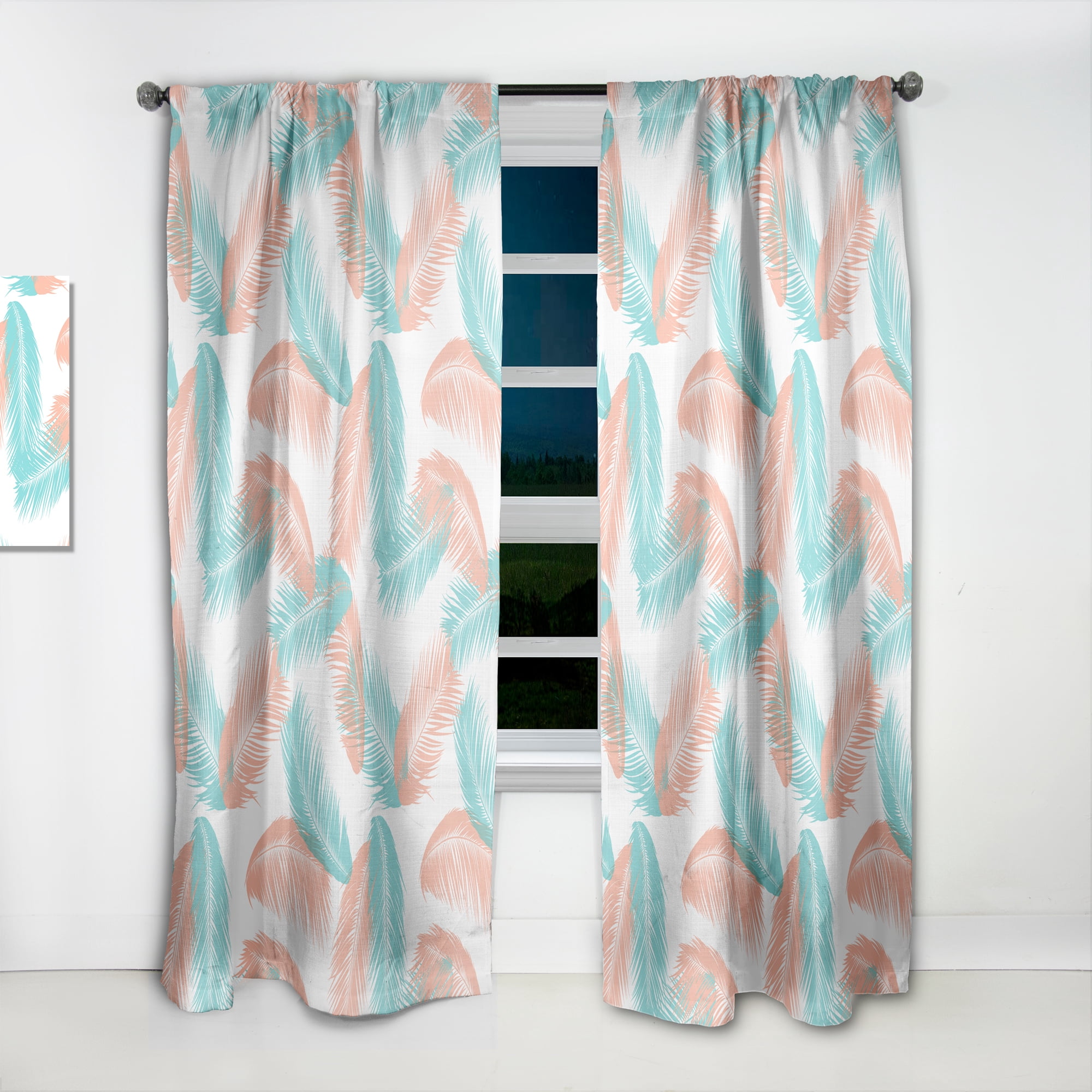 Designart 'Tropical Retro Foliage II' Mid-Century Modern Curtain Panel