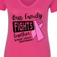 thumbnail image 4 of Inktastic Our Family Fights Together Breast Cancer Awareness Women's V-Neck T-Shirt, 4 of 5