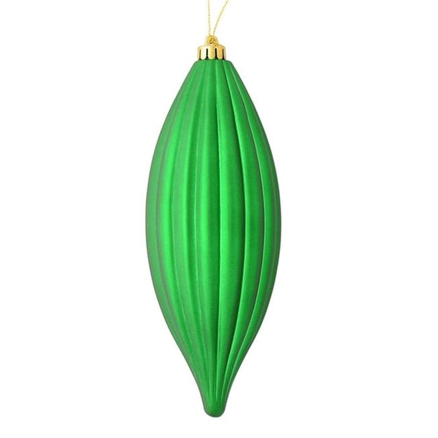 Vickerman M183204M 8 in. Green Matte Line Finial Ornament 4 per Bag