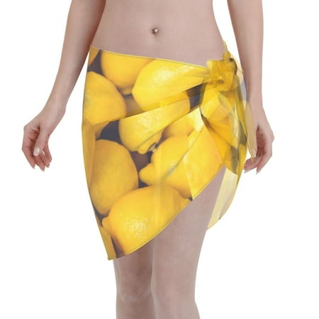 Ocsxa Ripe Yellow Lemon Print Sarong Coverups For Women Bathing Suit Wrap Swimsuit Skirt Beach Bikini Cover Up Swimwear