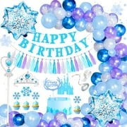 SPECOOL 73Pcs Frozen Party Balloons Arch & Garland Kit,Pack of Frozen Party Supplies, Snowflake Decorations for Frozen Themed Birthday Party Baby Shower Winter Wonderland Christmas Party