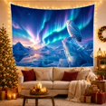 thumbnail image 3 of Snowy Owl on Blue Ice Cliff Under Northern Lights, Mystical Fantasy for Nature Lovers, Arctic Wildlife Wall Art Christmas Gift Tapestry Wall Hanging for Living Room and Bedroom, 3 of 7