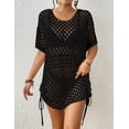 thumbnail image 3 of Bsubseach Women Crochet Dresses Hollow Out Knit Swimsuit Cover up with Drawstring, 3 of 8