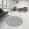 thumbnail image 3 of Ahgly Company Indoor Round Patterned Battleship Gray Area Rugs, 3' Round, 3 of 6