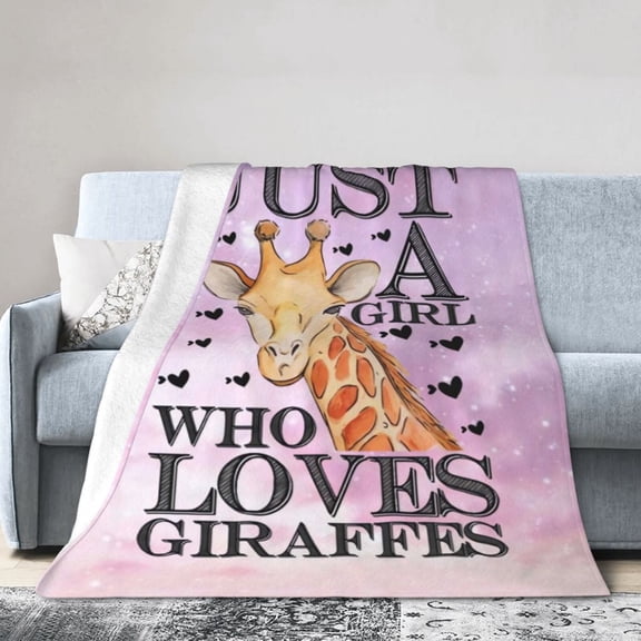 Just A Girl Who Loves Giraffes Blanket Gifts For Kids Adults - Lightweight Throw Blanket For Bedroom Living Room Decor Soft Fuzzy Fleece Cozy Plush Bed Couch 40"X30"
