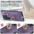 thumbnail image 4 of ELEHOLD Back Wallet Case for Samsung Galaxy A24 4G Premium PU Leather Credit Card Slots Strong Magnetic Compatible with Magnetic Car Mount Holder Finger Ring Holder Stand Drop Protection Case,purple, 4 of 8