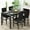 Black, variant on AWQM Dining table set for 4 with modern faux marble tabletop and 4 velvet upholstered chairs, compact space-saving dining table for apartments, kitchens, dining rooms, breakfast nooks, gray + white