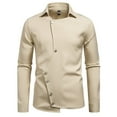 thumbnail image 4 of NAFUU Mens Dress Shirts Fashion Asymmetric Placket Shirt Unique Men's Slim Fit Long Sleeve Gothic Button Up Shirts Party Tops Handsome Shirt Top, 4 of 9