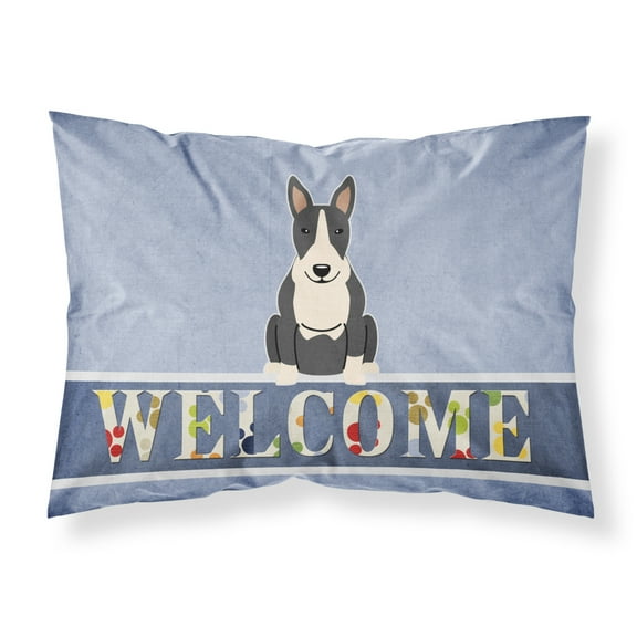 Carolines Treasures BB5714PILLOWCASE Bull Terrier Black White Welcome Fabric Standard Pillowcase Standard multicolor