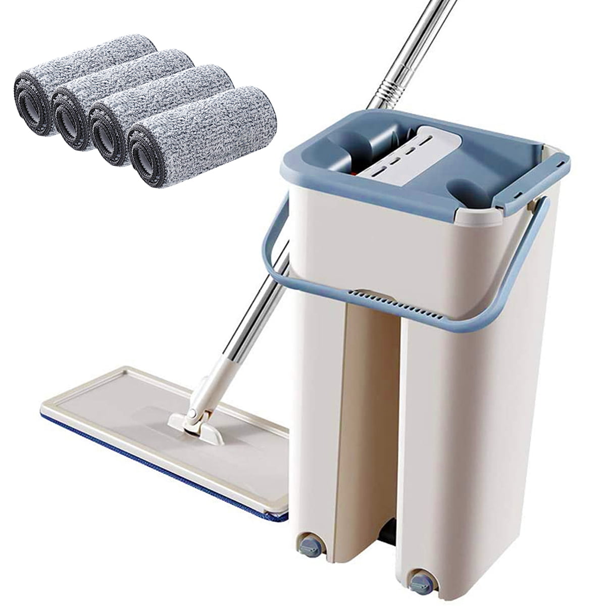 SYR Flat Mop 4 Way Fold Down Mop Handle With Reusable Microfibre Head BLUE CODE 