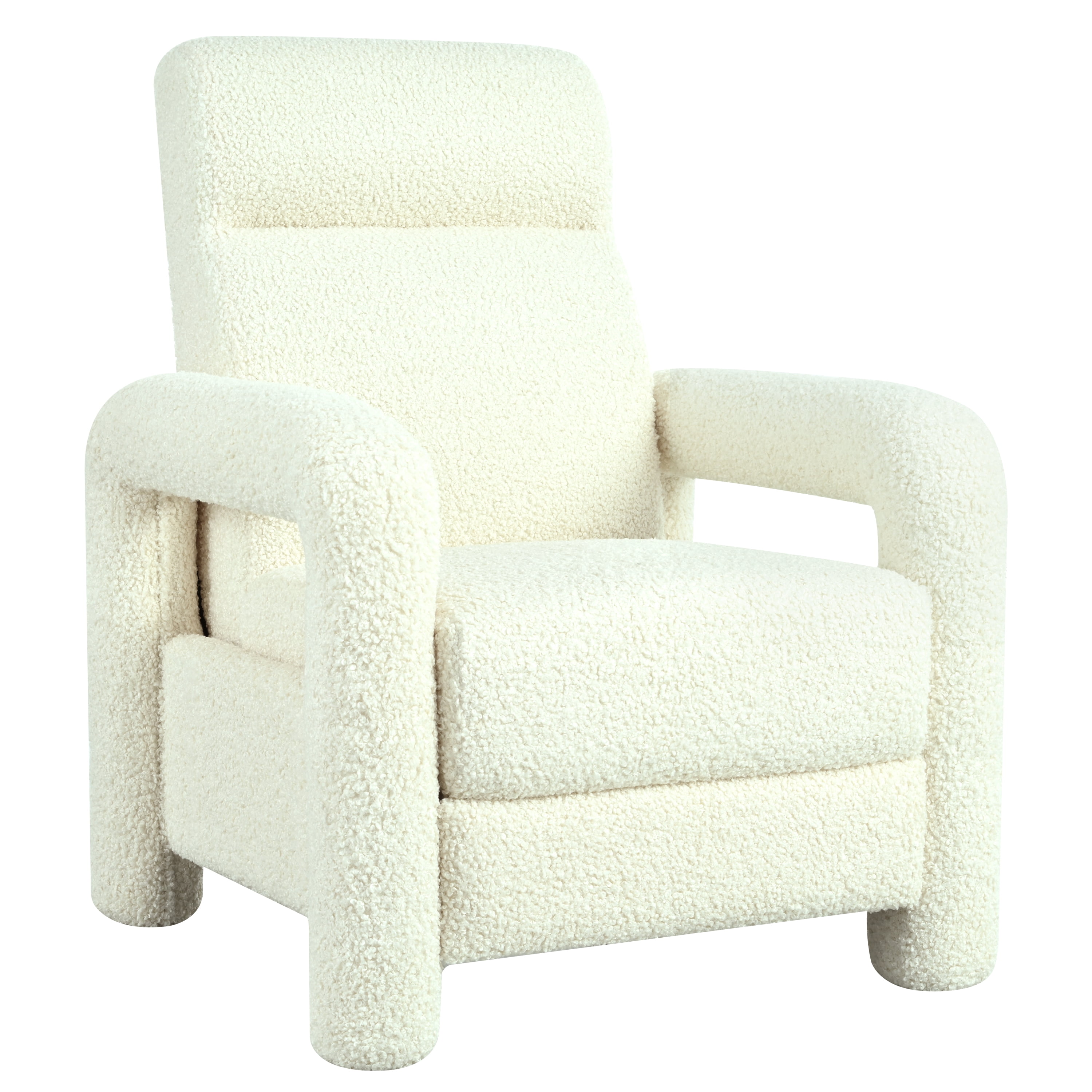 Euroco Teddy Fleece Push Back Recliner Chair, 3-Position Adjustable Armchair with Anti-Slip Legs & Ergonomic Design – Plush Accent Chair