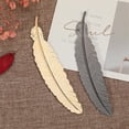 thumbnail image 4 of Farfi Anti Fade Bookmark Electroplating Brass Exquisite Feather Bookmark Stationery for Daily (Black Type B), 4 of 13