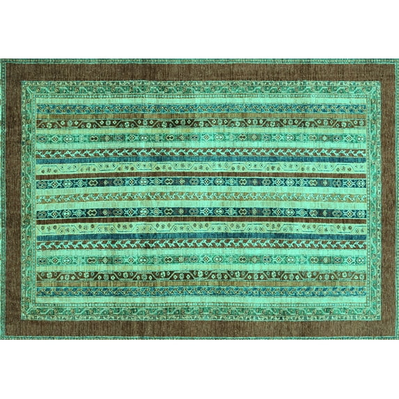 Ahgly Company Indoor Rectangle Abstract Turquoise Blue Modern Area Rugs, 3' x 5'