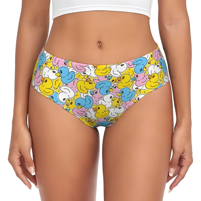 Balery Colorful Rubber Duck 1 Ropa Interior de Algodón para Mujer con Dibujo – Braguitas Cómodas y Elásticas, Estilo Clásico-Small