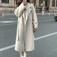 thumbnail image 7 of Women's Wool Blend Long Trench Coat Double Breasted Notched Collar Winter Jacket Casual Overcoat Dress Peacoat (4XL, Beige), 7 of 7