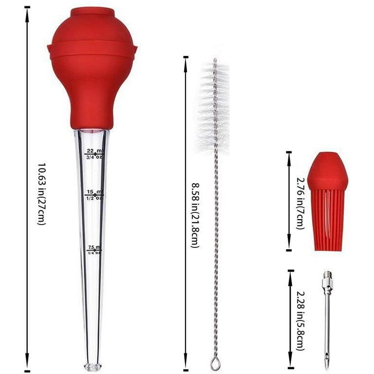 Turkey Baster With Cleaning Brush - Food Grade Syringe Baster For Cooking &  Basting With Detachable Round Bulb - Ideal For Butter Drippings, Glazes,  Roasting Juices For Poultry (black) - Temu
