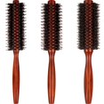 thumbnail image 1 of 3 Pieces Boar Bristle Round Brush Round Hair Brush with Wood Handle Quiff Roller Brush for Women and Girls (10/12/ 14 Rows), 1 of 4