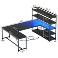 thumbnail image 4 of 63" Reversible U Shaped Computer Desk with 5-tier Bookshelf,Home Office Desk with LED Lights, 4 of 7