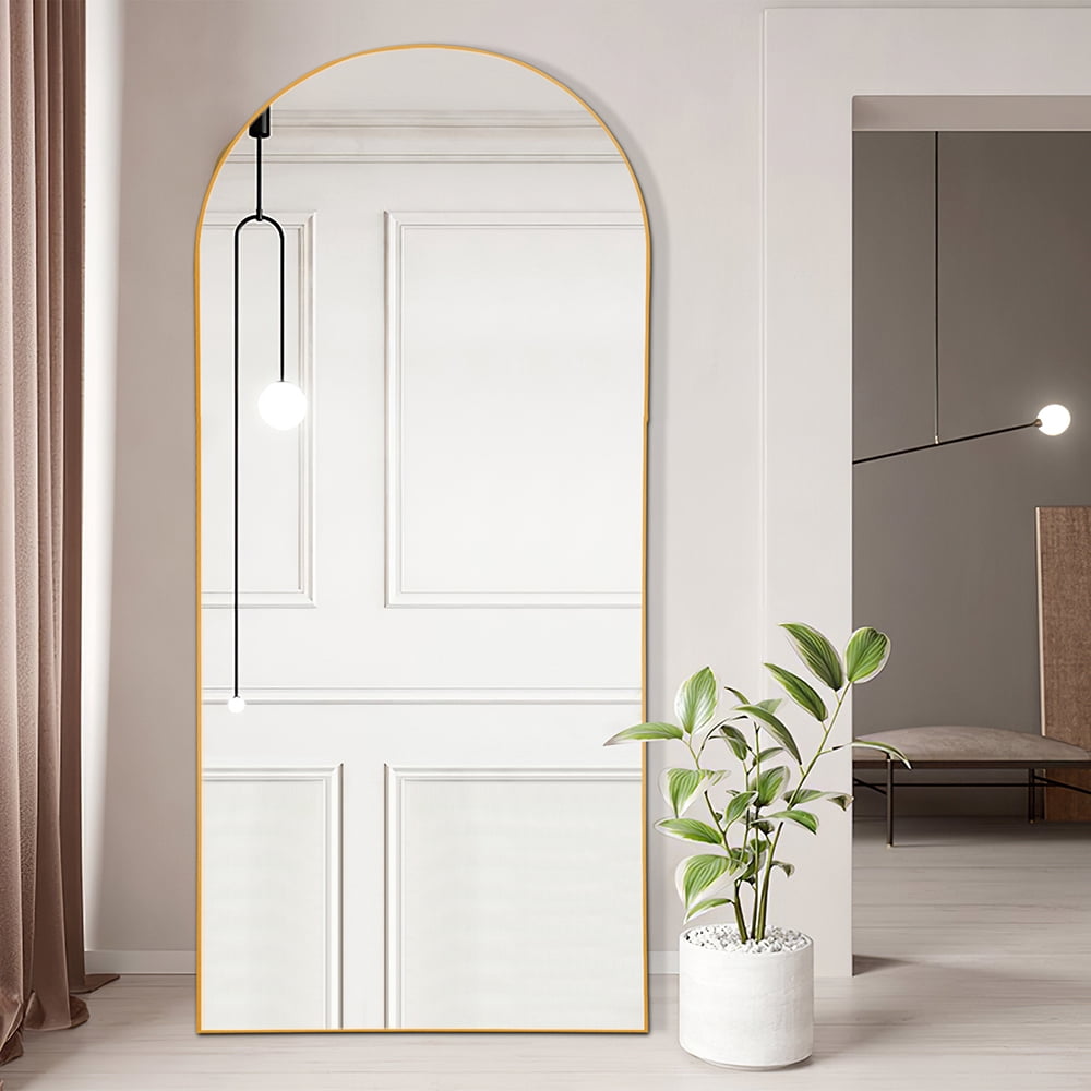 71"x31" Aluminum Alloy Full-length Mirror Arch Decorative Mirror Gold