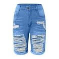 thumbnail image 5 of Jeans for Women Letter Denim for Women Overall Pullover Capri Jeans for Women Harajuku Jean Shorts Capris for Women Plus Size Light Blue, XL, 5 of 5