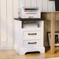 thumbnail image 1 of Kojooin Farmhouse Rustic Nightstand with Charging Station, 2-Drawer Bedside Table with USB Ports and Outlets, 1 of 8