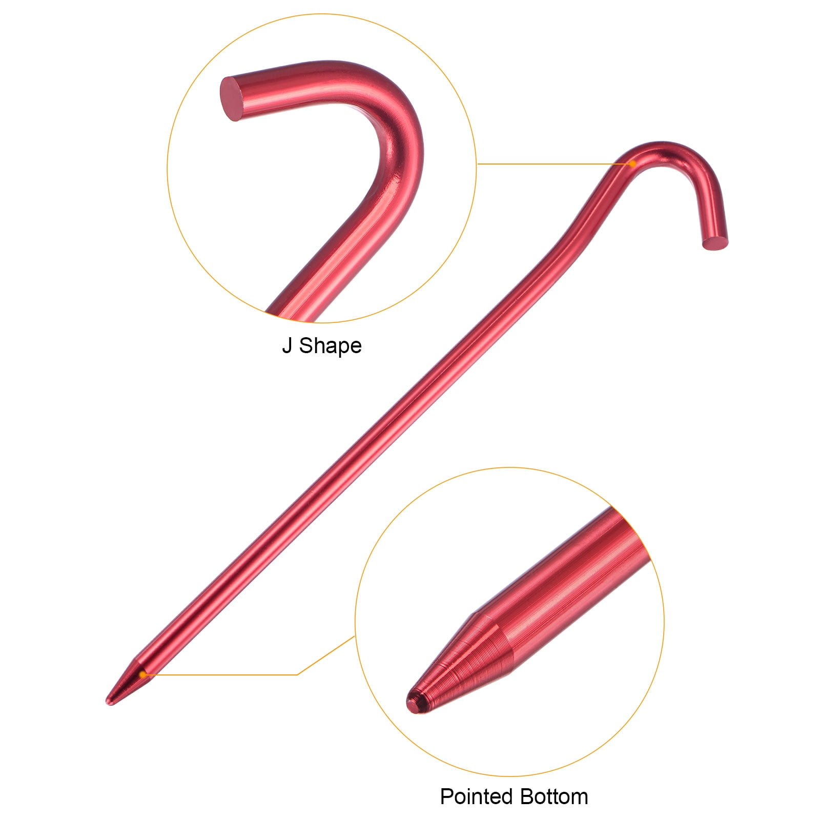 Unique Bargains Tent Stakes Hook Aluminum Alloy Heavy Ground Pegs for Camping Canopy 6 Pack