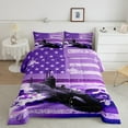 thumbnail image 2 of American Flag Comforter Set Camo Aircraft Bedding Vintage Retro Stars And Stripes Bedding Sets, Airplane Army Force Theme Duvet Set With 1 Pillowcase, Purple, 2 of 6