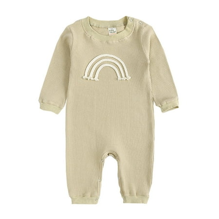 

LBECLEY Baby Onesies Boy Romper Boys Girls Long Sleeve Winter Cartoon Fashion Prints Jumpsuit Romper for Babys Toddler Girl Ruffle Romper Baby Layette Set Khaki 66