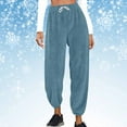 thumbnail image 4 of Simua Women's Fleece Drawstring Cuff Pants - Soft Fuzzy Lounge Wear with Elastic Waist for Home Comfort & Casual Style, 4 of 6