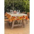 thumbnail image 2 of Outdoor Tablecloth with Umbrella Hole and Zipper, Thanksgiving Pumpkin Rectangle Table Cloth 60x102 Inch Waterproof Tablecloth, Fall Maple Leaves Autumn Beige Picnic Table Cover for Patio Camping, 2 of 7