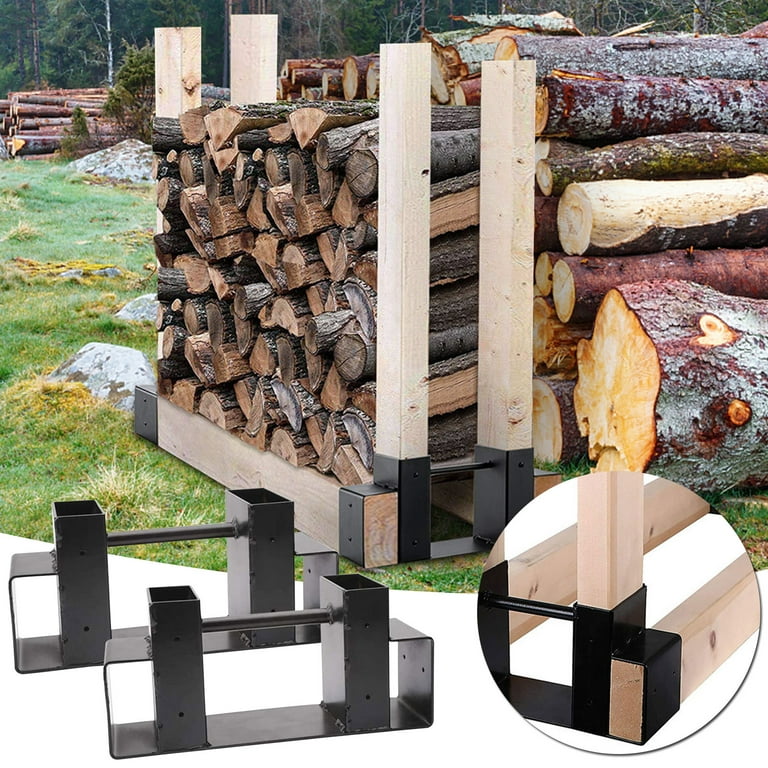 Outdoor Firewood Log Storage Rack Bracket Kit Fireplace Wood