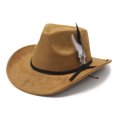 thumbnail image 5 of SGMVNU Cowboy Hats for Men Small Brim Felts Crushable Outback Hat with Belt Strap Parties Western , Khaki, One Size, 5 of 9