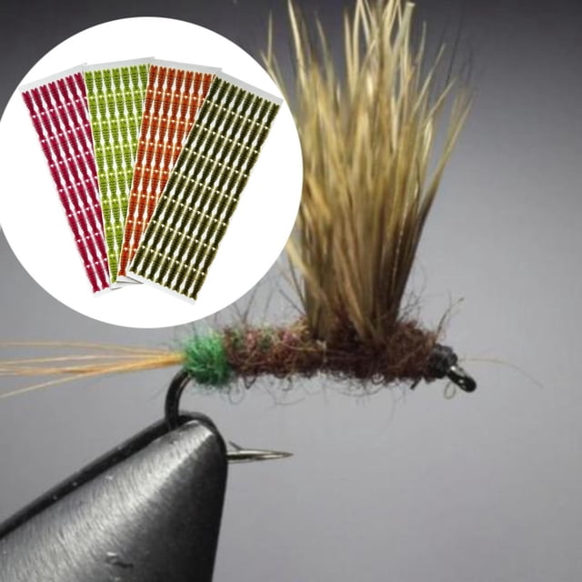 Material de atado de mosca 4 colores Pegatizas de espalda de camarones para carpa de carpa de hierba Carpa 2.4cmx0.6cm