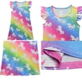 thumbnail image 3 of 3PC Girls Nightgowns Rainbow Cartoon Sleepwear Pajamas, Little Girls 3-8 Years, 3 of 6