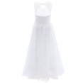thumbnail image 3 of iEFiEL Kids Flowy Flower Girl Dress Cutout Back Wedding Birthday Party Dress White 14, 3 of 7