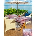 thumbnail image 3 of Christmas Tablecloth with Umbrella Hole and Zipper Pink Castle Town Outdoor Tablecloths 54x54 Table Cloths Snowflake Cloud Patio Table Cloth Cover for Holiday Party Yard Garden Cafe, 3 of 5