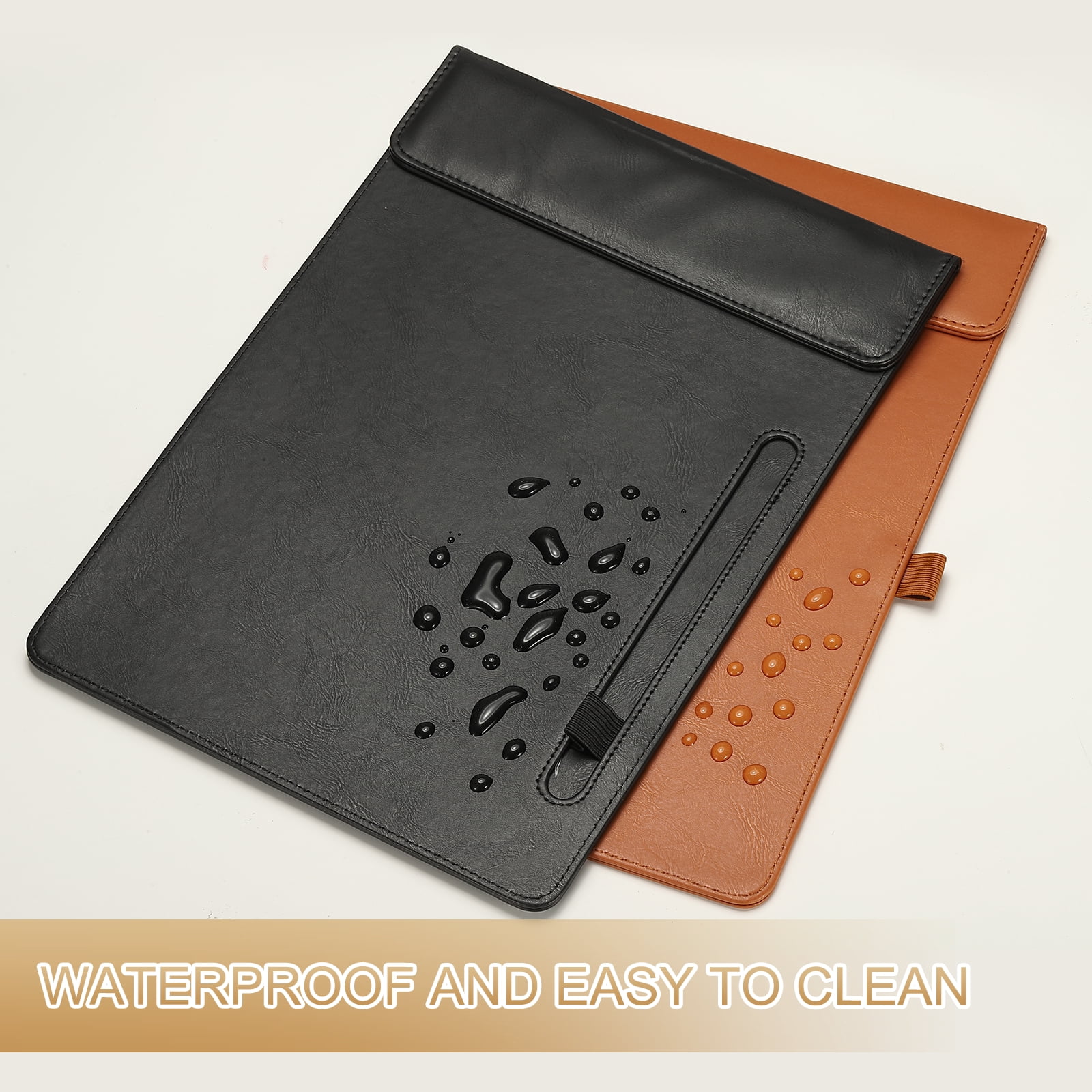 A4 Letter Size PU Leather Clipboard, 9.5"x13.5" Business Magnetic Padfolio with Pen Holder Organizer Office Folder Writing Board Style 3, Blue