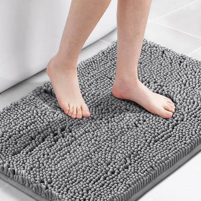Alfombra de baño Alfombra de baño Alfombras de baño para baño Alfombras de baño antideslizantes Alfombra de chenilla extra gruesa 17 "x 24" Absorbente Suave Shaggy Lavable Secado rápido Alfombras de felpa para bañeras - NavyGrey20 "x 32"