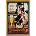 thumbnail image 1 of Vintage Metal Bar Girl Signo Rectangular Hierro Pintura Pared 30x40cm, 1 of 8