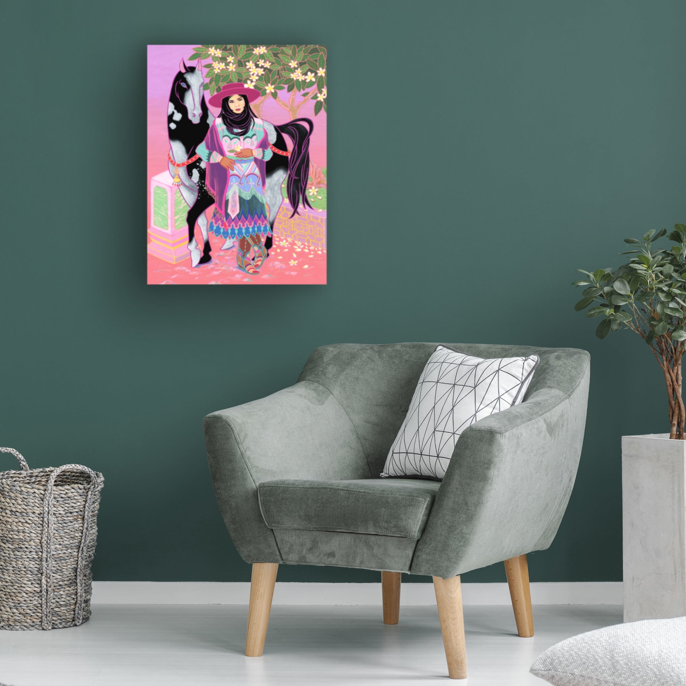 Tsz Kam 'Cantones Cowgirl Waiting Under Plumeria, 2020' Canvas Art - 14 x 19 Inches