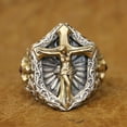thumbnail image 2 of Brass Beauty Cross 925 Sterling Silver Shield Ring TA452A US Size 11.5, 2 of 13