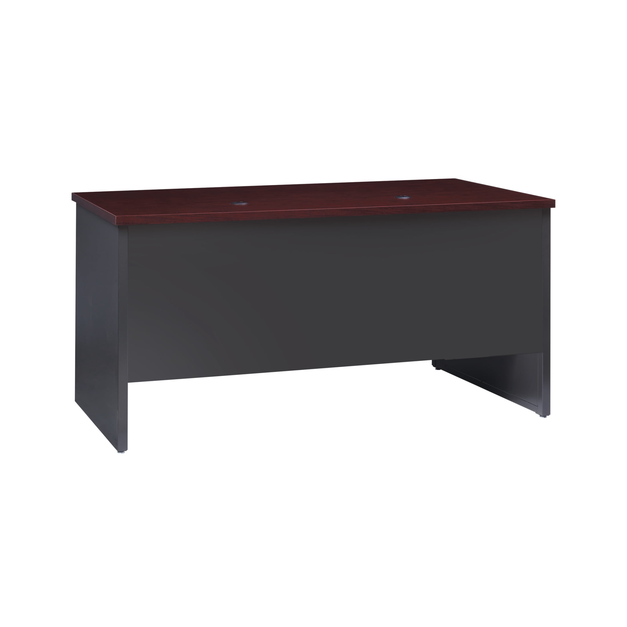 Hirsh Executive Office Modular Double Pedestal File Office Desk, 30" D x 60" W, Charcoal/Mahogany