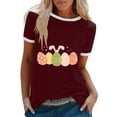 thumbnail image 2 of Edvintorg Womens Easter Outfit Summer Funny Easter Print Round Neck Short Sleeves Tops Loose Fit Basic Blouse Easter Gifts On Clearance, 2 of 5