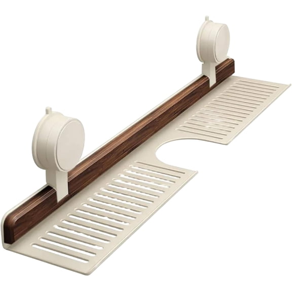 Over Faucet Bathroom Sink Shelf, No Drill Suction, Hollow Out Storage Rack, 15.75 Inch