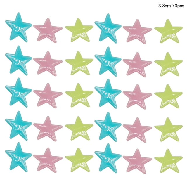 Billuyoard Luminosa pegatinas de plástico muro estelar pegatinas parche etiqueta decoración para niños dormitorio luz azul 3,8 cm 70 Uds Type6 NO6 Billuyoard HA004699-06
