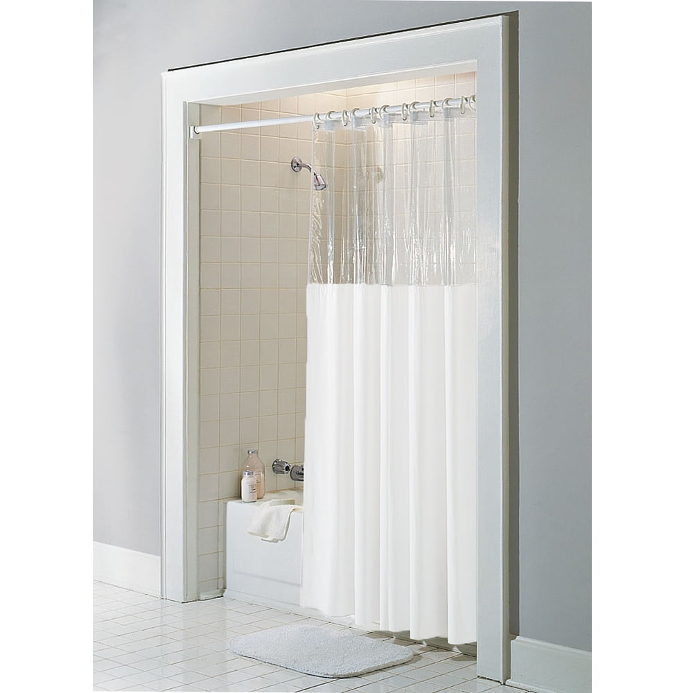 Antibacterial Vinyl "Window" Shower Curtain, White 72" X 72", Heavy