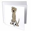 3dRose Funny Cute Irish Wolfhound Dog Playing Soccer - Greeting Cards, 6 by 6-inches, set of 6