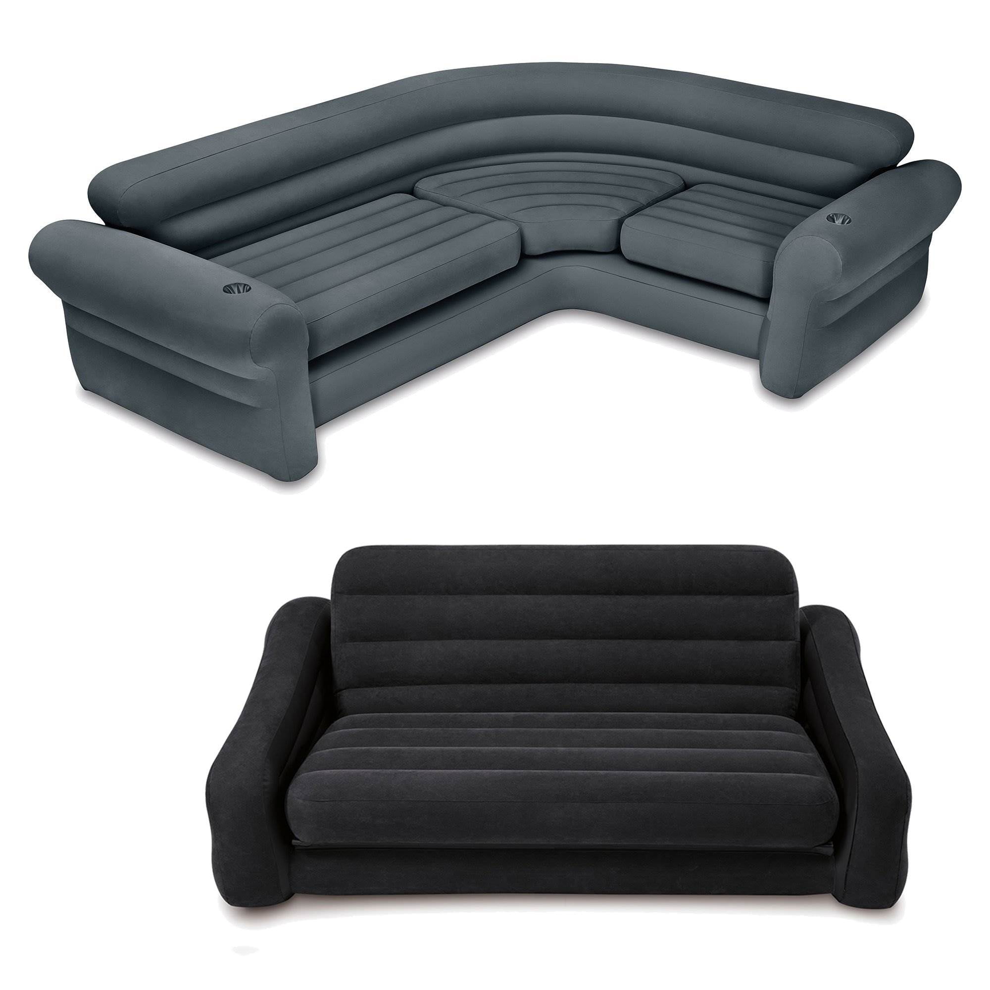 Intex Inflatable Corner Couch Sectional + Queen Size Pull