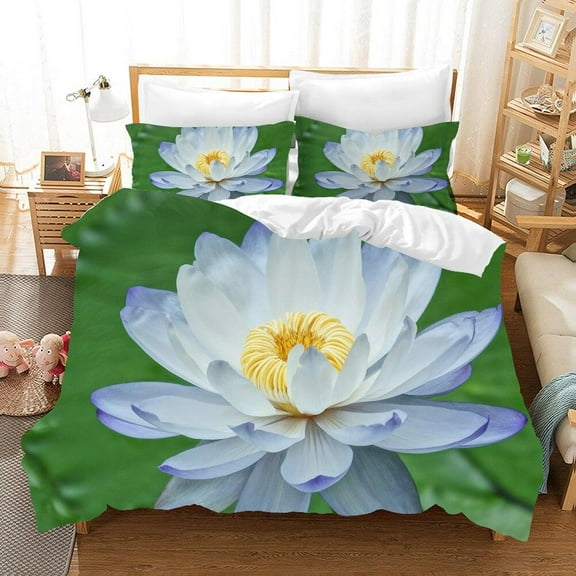 Lotus Duvet Cover Set Pink Water Hibiscus Bedding Set For Women Chic Flower Floral Printed Comforte