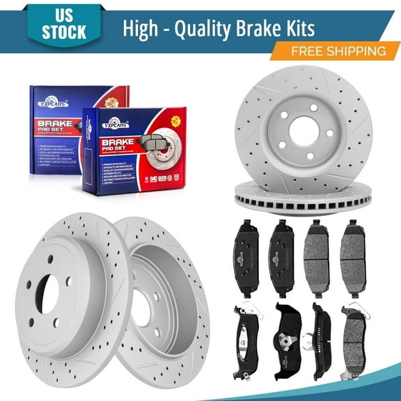 YXPCARS 12PCS Brake Kits, Brake Rotors Ceramic Brake Pads for Jeep Commander 2006-2010 All Models Grand Cherokee 2005-2010 EXCLUDING STR 8 Models, Front Rear (53026, 53027, D1080, D1041)